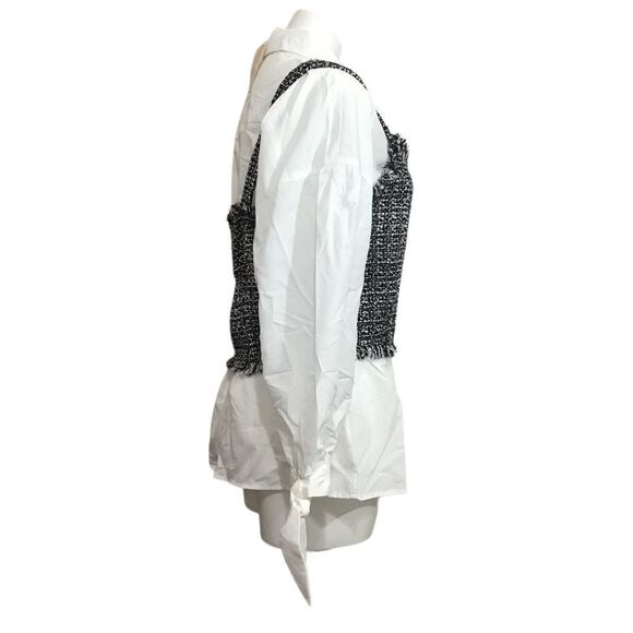 Mare Mare X Anthropologie White Layered Vest And Button Down Shirt New Size XL - Picture 3 of 14